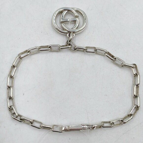 Gucci interlocking Silver 925 GG Charm Bracelet square link Chain - Picture 3 of 6